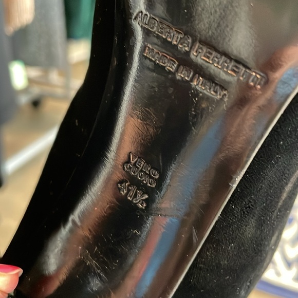 Alberta Ferretti Velvet Black Tall Boots - Picture 7 of 16